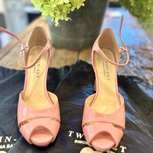 Vintage Twin-Set Simona Barbieri Pink Patent Camellia Heel